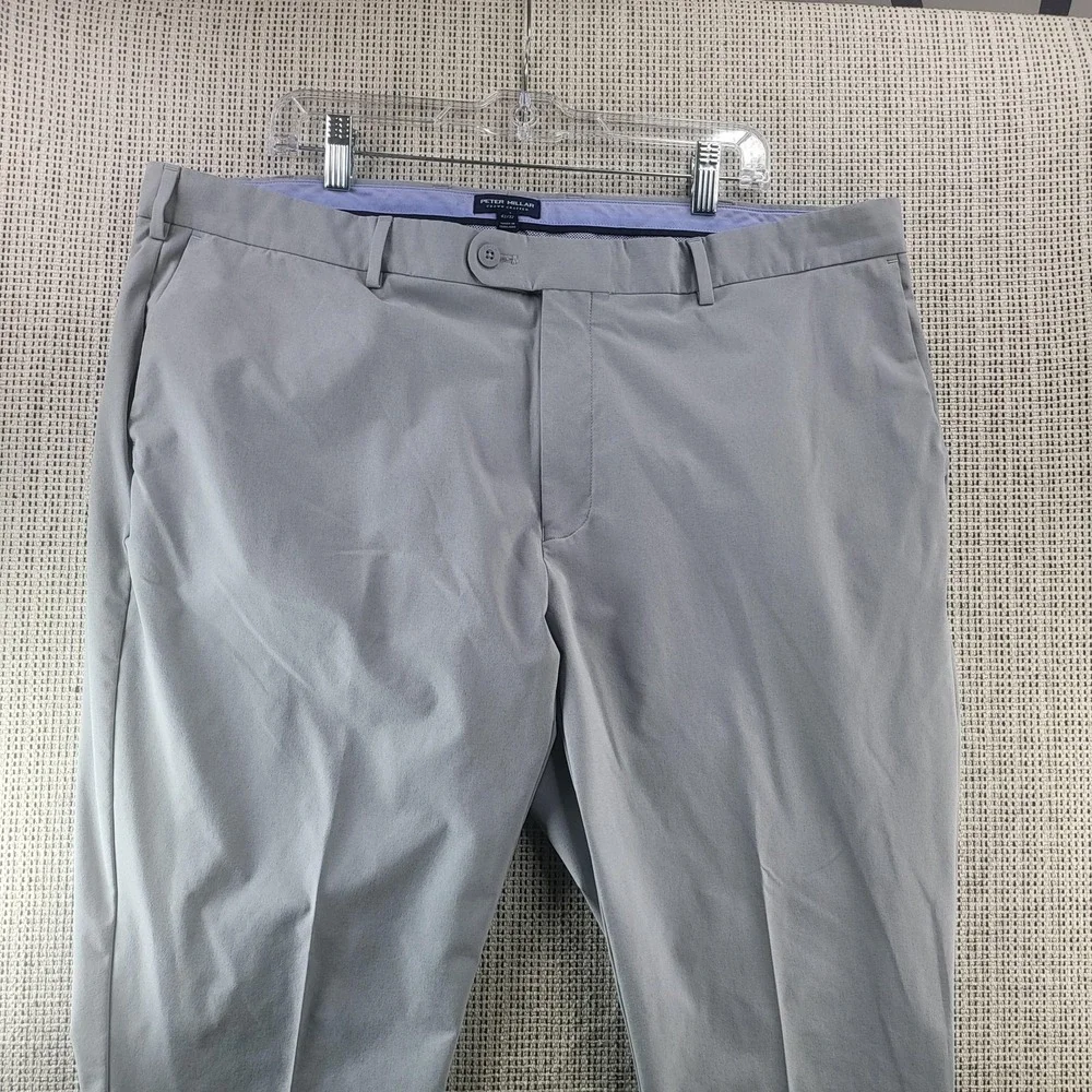 Peter Millar Pants Mens 43x32 Gray Crown‎ Crafted Chino Golf Casual Flat Front